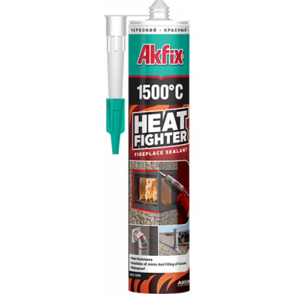 Герметик силікатний жаростійкий для печей i камiнiв Heat Fighter 1500 (чорний) 280мл Akfix