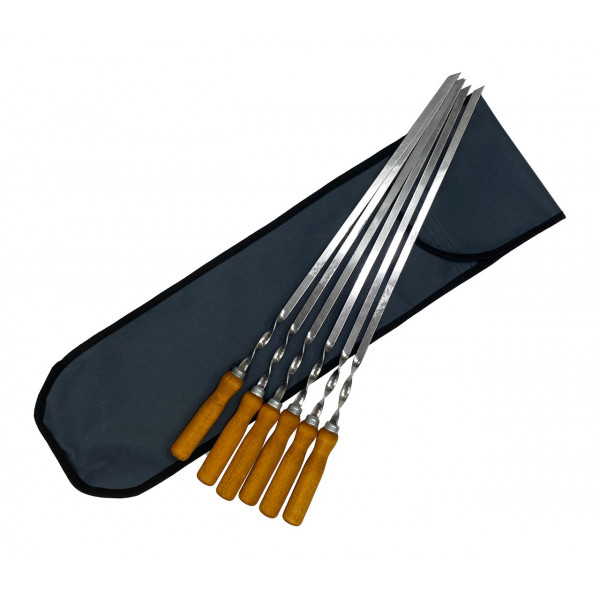 Набір шампурів Mzavod з дерев'яною ручкою 580х10х3мм 6шт в чохлі