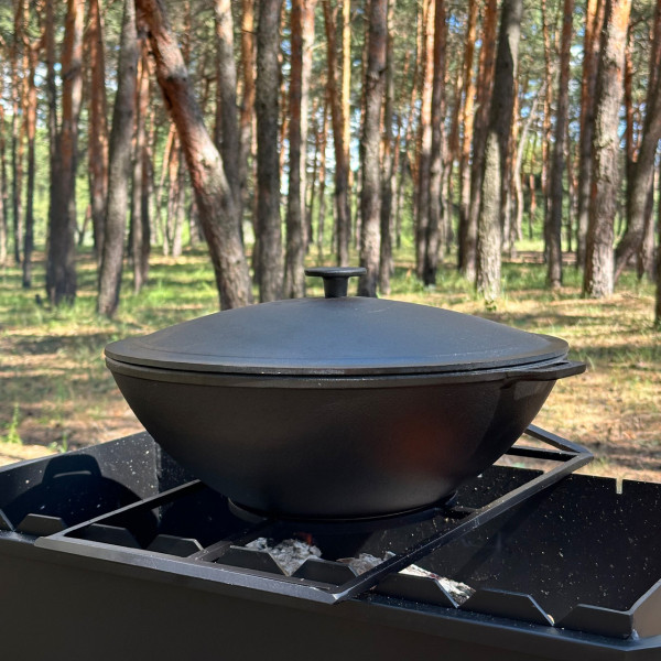 Сковорода WOK-08 чавунна з кришкою 8л