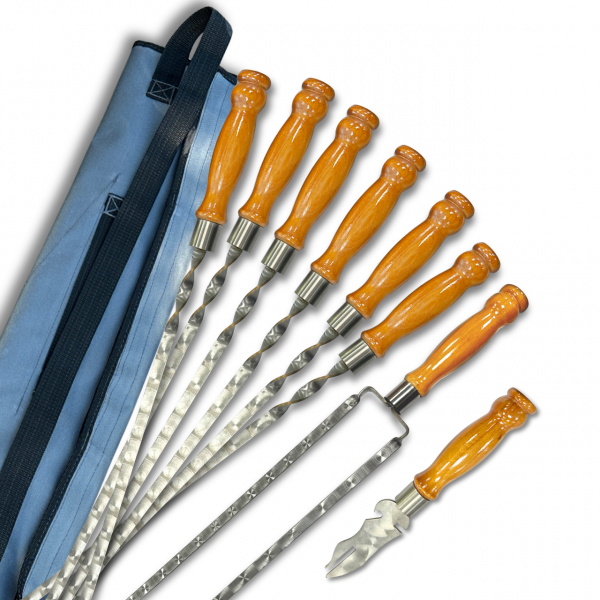 Набір шампурів Арго 6/1/1 світла ручка в сірому чохлі