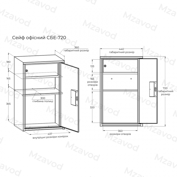 Офісний сейф СБЕ-720 сірий