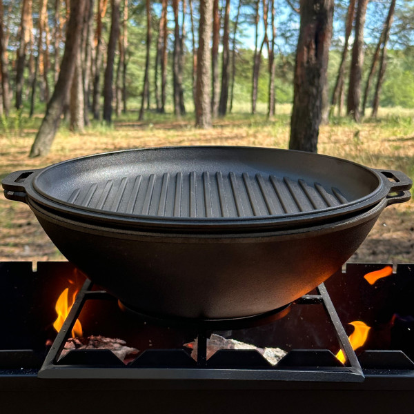 Сковорода WOK-08КС чавунна з кришкою-сковородою гриль 8л