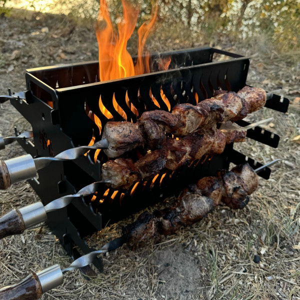 Вертикальний мангал Mzavod Афіна на 6 шампурів 2мм