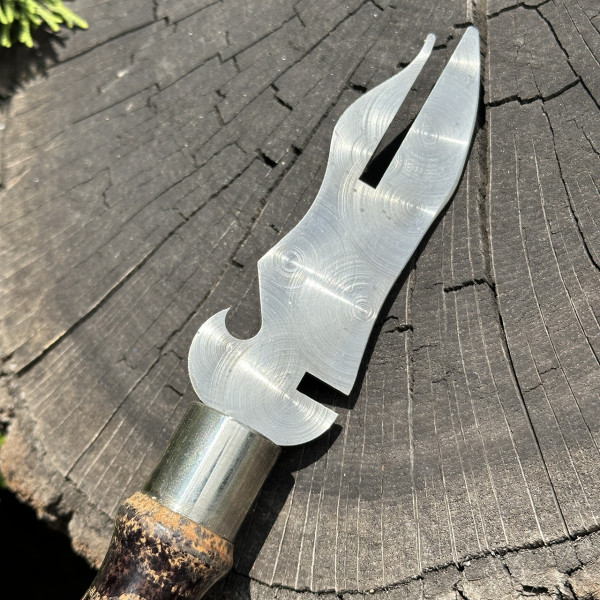 Вилка Mzavod з дерев'яною ручкою для зняття м'яса 280х3мм мармурова