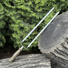 Подвійний шампур Mzavod з дерев'яною ручкою 630х12х3мм мармуровий