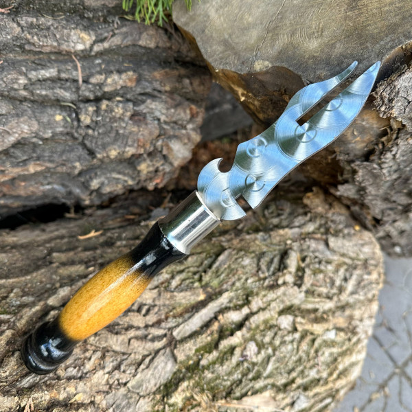 Вилка Mzavod з дерев'яною ручкою для зняття м'яса 280х3мм двокольорова