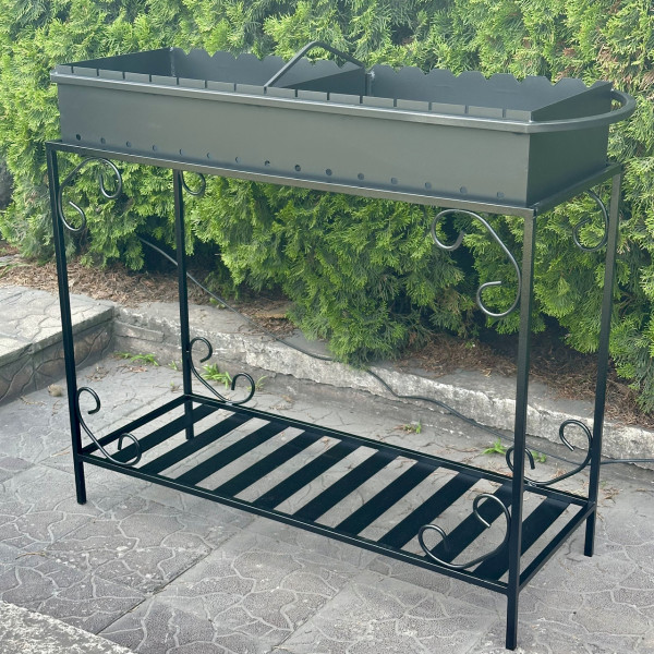 Мангал Mzavod Гефест на 15 шампурів 4мм на дровниці