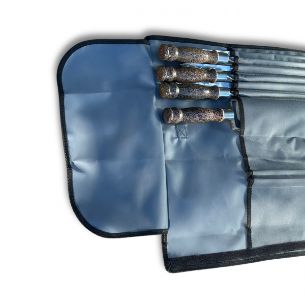 Набір шампурів Арго 6/1/1 мармурова ручка в сірому чохлі