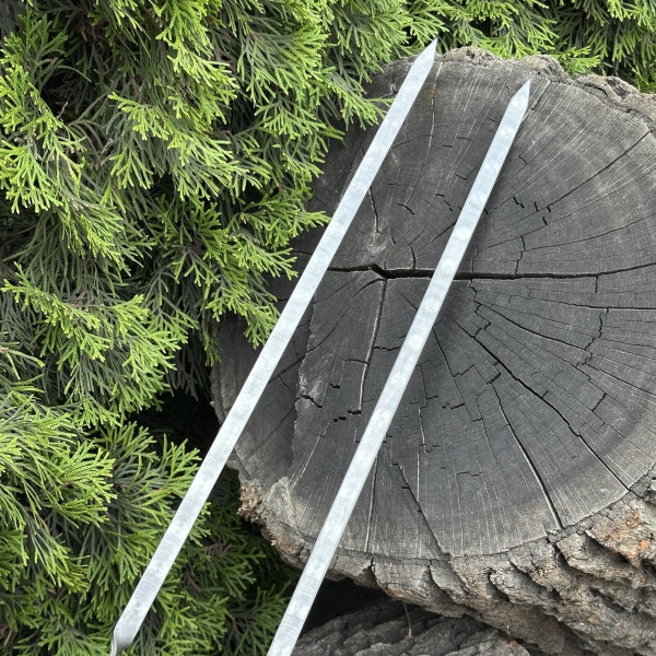 Подвійний шампур Mzavod з дерев'яною ручкою 630х12х3мм світлий