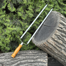 Подвійний шампур Mzavod з дерев'яною ручкою 630х12х3мм світлий