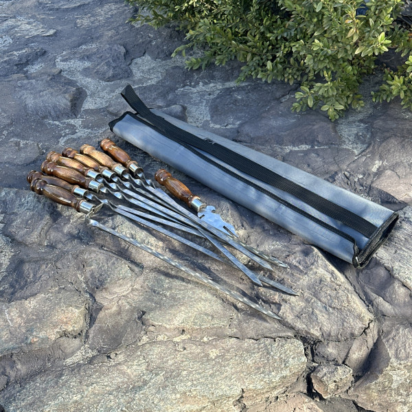 Набір шампурів Арго 6/1/1 ретро ручка в сірому чохлі