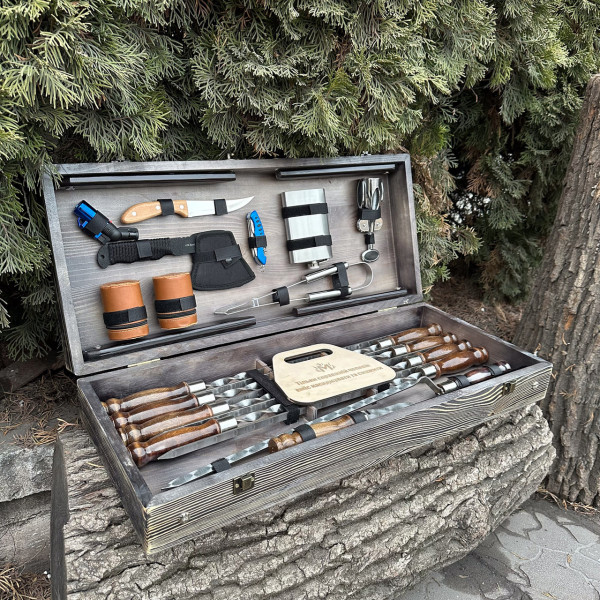 Подарунковий набір Mzavod Отаман кейс-столик темна текстура