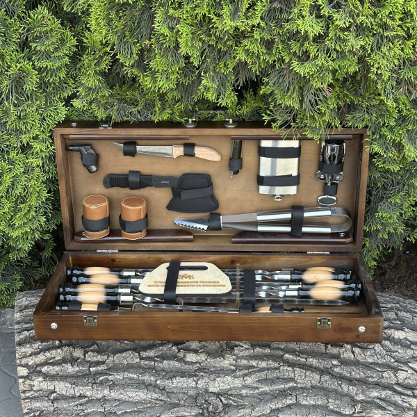 Подарунковий набір Mzavod Отаман кейс-столик темний