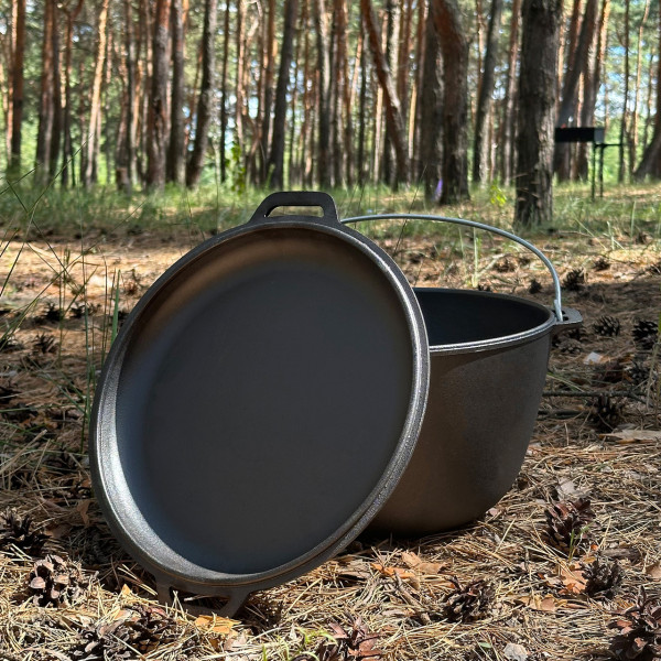 Казан туристичний КТ-08КС чавунний з кришкою-сковородою 8л