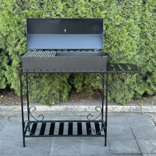 Мангал-барбекю Mzavod Гефест на 12 шампурів 4мм на дровниці