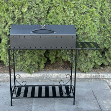 Мангал-барбекю Mzavod Гефест на 12 шампурів 4мм на дровниці