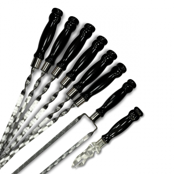 Набір шампурів Ліра 6/1/1 чорна ручка в зеленому чохлі