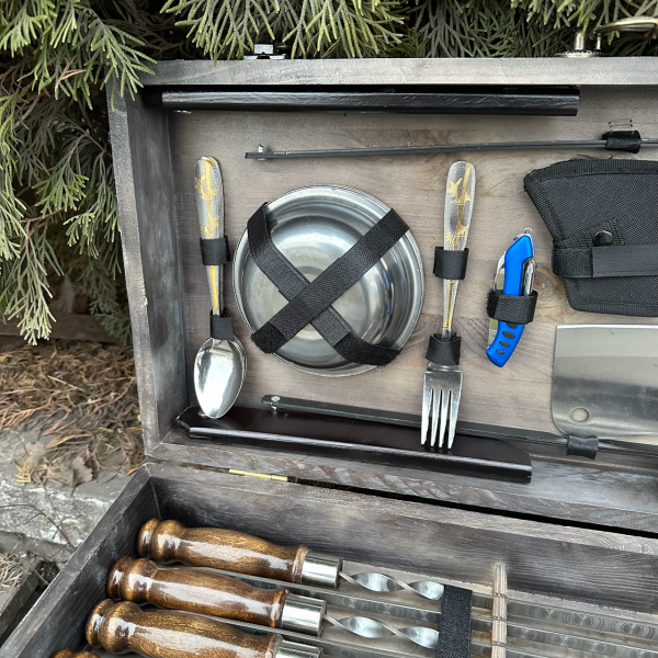 Подарунковий набір Mzavod Пікнік кейс-столик темна текстура