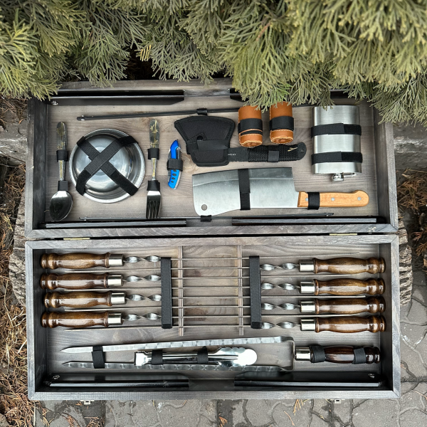 Подарунковий набір Mzavod Пікнік кейс-столик темна текстура