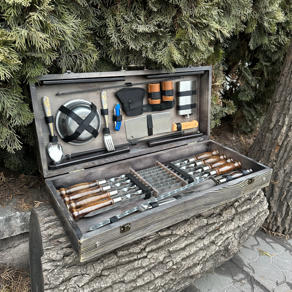 Подарунковий набір Mzavod Пікнік кейс-столик темна текстура