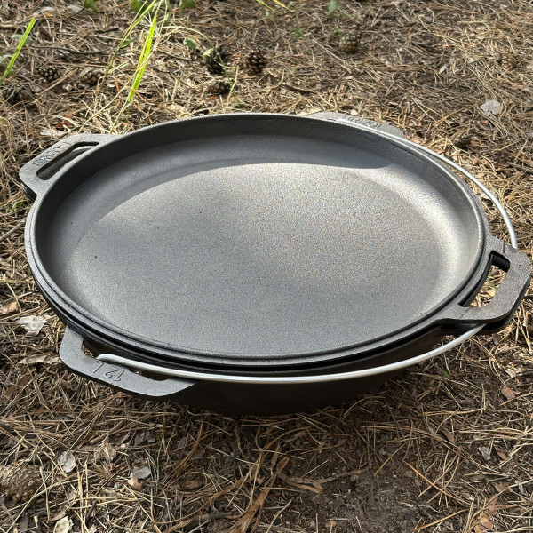 Казан азіатський КА-12КС чавунний з кришкою-сковородою 12л