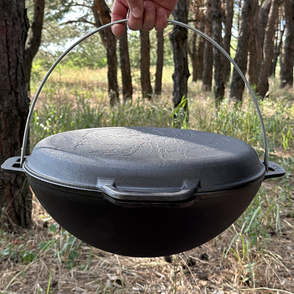 Казан азіатський КА-12КС чавунний з кришкою-сковородою 12л