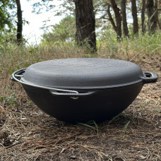 Казан азіатський КА-12КС чавунний з кришкою-сковородою 12л
