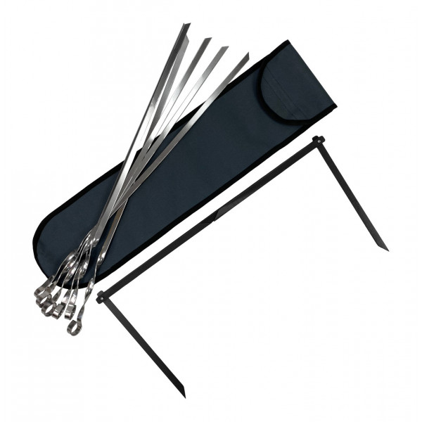 Набір шампурів Mzavod сталевих 560х10х2мм 6шт з підставкою в чохлі