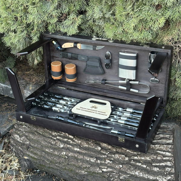 Подарунковий набір Mzavod Отаман кейс-столик чорний