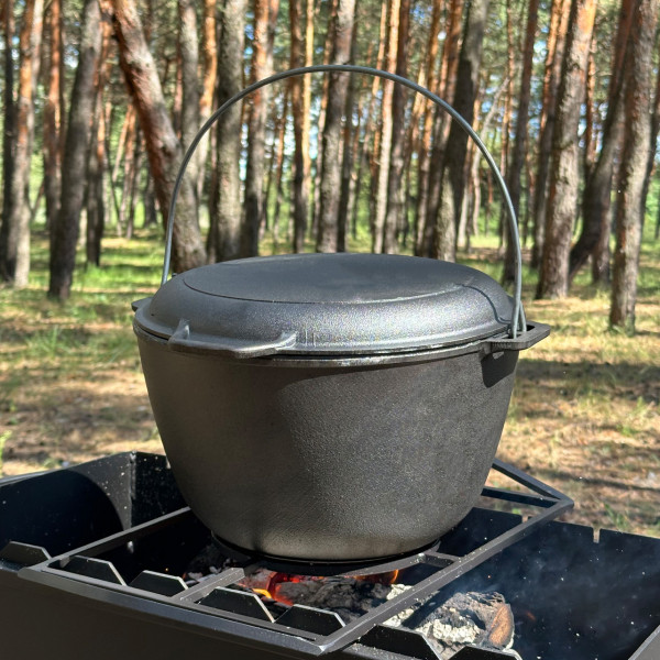 Казан туристичний КТ-10КС чавунний з кришкою-сковородою 10л