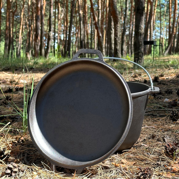 Казан туристичний КТ-10КС чавунний з кришкою-сковородою 10л