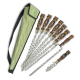 Набір шампурів Ліра 6/1/1 мармурова ручка в зеленому чохлі