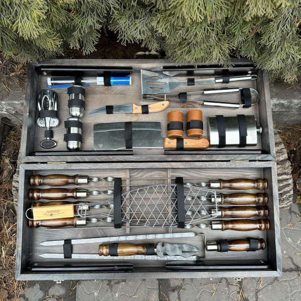 Подарунковий набір Mzavod Майстер Гриль кейс-столик темна текстура