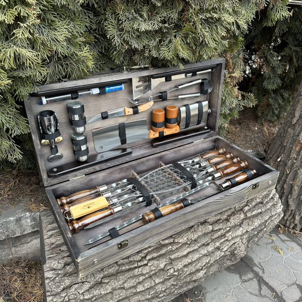 Подарунковий набір Mzavod Майстер Гриль кейс-столик темна текстура