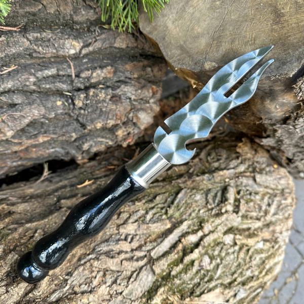 Вилка Mzavod з дерев'яною ручкою для зняття м'яса 280х3мм чорна