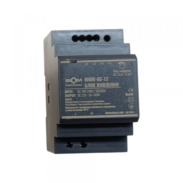 Блок живлення Biom Professional DC12 60W BHDR-60-12 5A під DIN-рейку