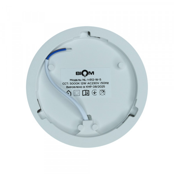 Світильник світлодіодний Biom NL-1-R12-W-5 12Вт круглий 5000К білий
