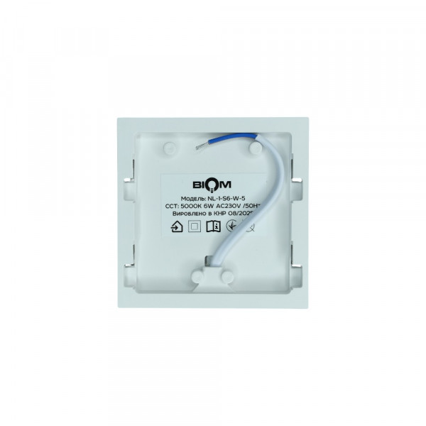 Світильник світлодіодний NL-1-S6-W-5 6Вт квадратний 5000К білий