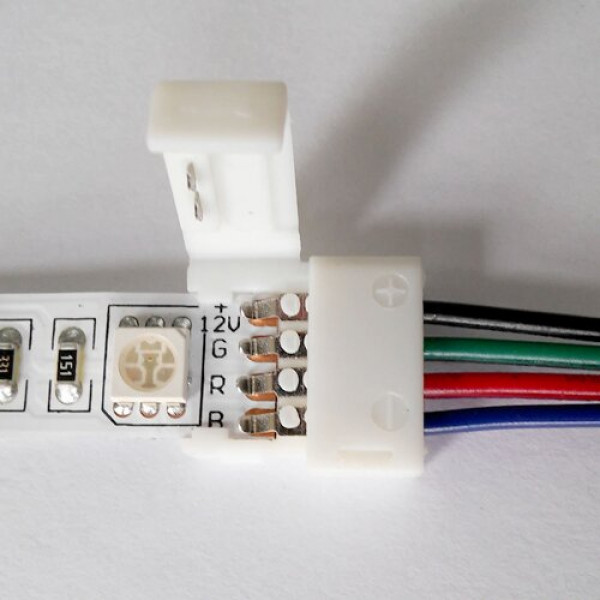 Конектор для свiтлодiодних стрiчок OEM SC-09-SWS-10-4 10mm RGB 2joints wire (дрiт-2 затискача)