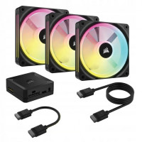 Вентилятор Corsair iCUE Link QX120 RGB PWM PC Fans Starter Kit with iCUE Link System Hub (CO-9051002-WW), 120x120x25мм, 6-pin, черный