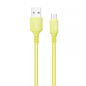 Кабель ColorWay USB-microUSB, soft silicone, 2.4А, 1м, Yellow (CW-CBUM043-Y)