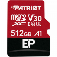 Карта памяти MicroSDXC 512GB UHS-I/U3 Class 10 Patriot EP A1 R90/W80MB/s + SD-adapter (PEF512GEP31MCX)