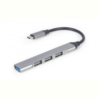 Концентратор USB Type-C Cablexpert 1xUSB3.1, 3xUSB2.0, металл, Grey (UHB-CM-U3P1U2P3-02)