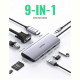 Концентратор USB Type-C Ugreen CM179 3xUSB 3.0 + HDMI + VGA + RJ45 1000M Ethernet + Cardreader, Gray (40873)