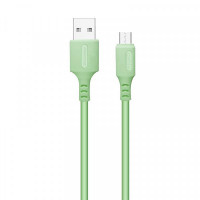 Кабель ColorWay USB-microUSB, soft silicone, 2.4А, 1м, Green (CW-CBUM042-GR)