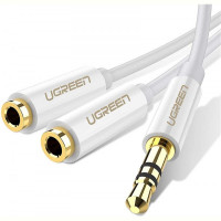 Аудио-кабель Ugreen AV134 3.5 мм - 2х3.5 мм (M/F), 0.2 м, белый (UGR-10739)