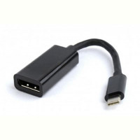 Адаптер Cablexpert USB Type-C - DisplayPort (M/F), 0.15 м, черный (A-CM-DPF-01) 