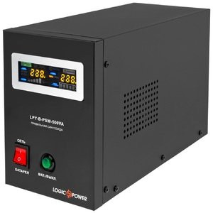 ИБП LogicPower LPY-B-PSW-500VA+ (350Вт)5A/10A, Lin.int., AVR, 2 x евро, LCD, металл, с правильной синусоидой, 12V