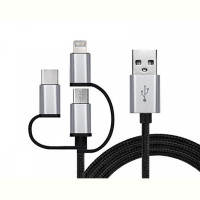 Кабель REAL-EL Premium USB2.0 AM-3in1 Lightning/microUSB/USB-C 1m, черний