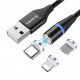 Кабель ColorWay Magnetic USB-Lightning + microUSB + USB-C Magnetic Data/Quick Charge, 2.4А, 1м, Black (CW-CBUU038-BK)